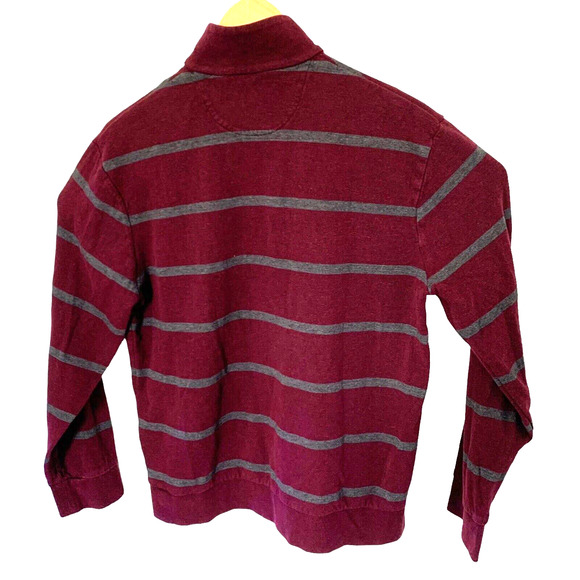 POLO Ralph Lauren Mens M Wine Striped LS 1/4 Zip Pullover Sweater Cotton Modal - Picture 4 of 5
